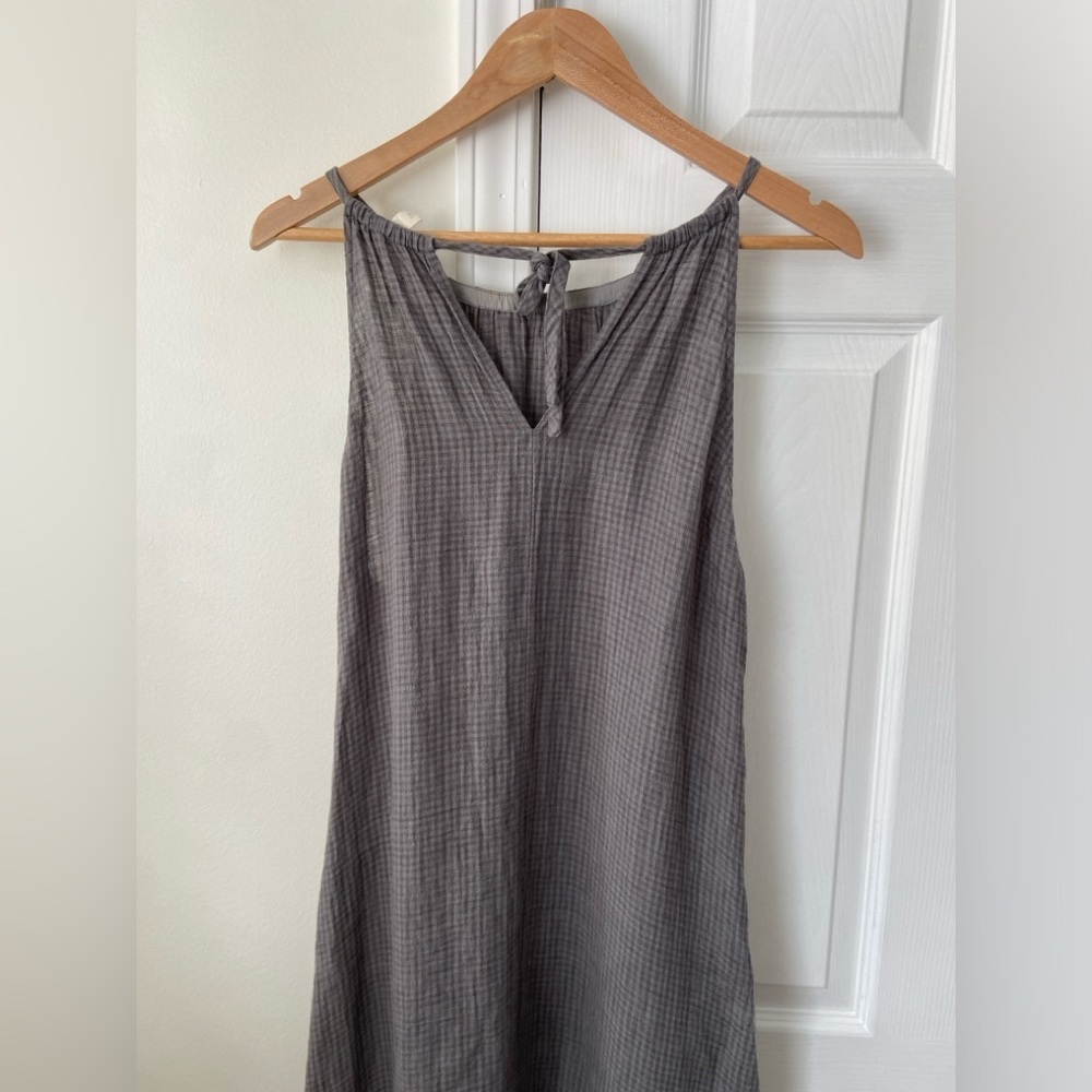Eileen Fisher Organic Cotton Pucker Cami Dress Gray Gingham Garnet Jill Size S - Picture 6 of 7